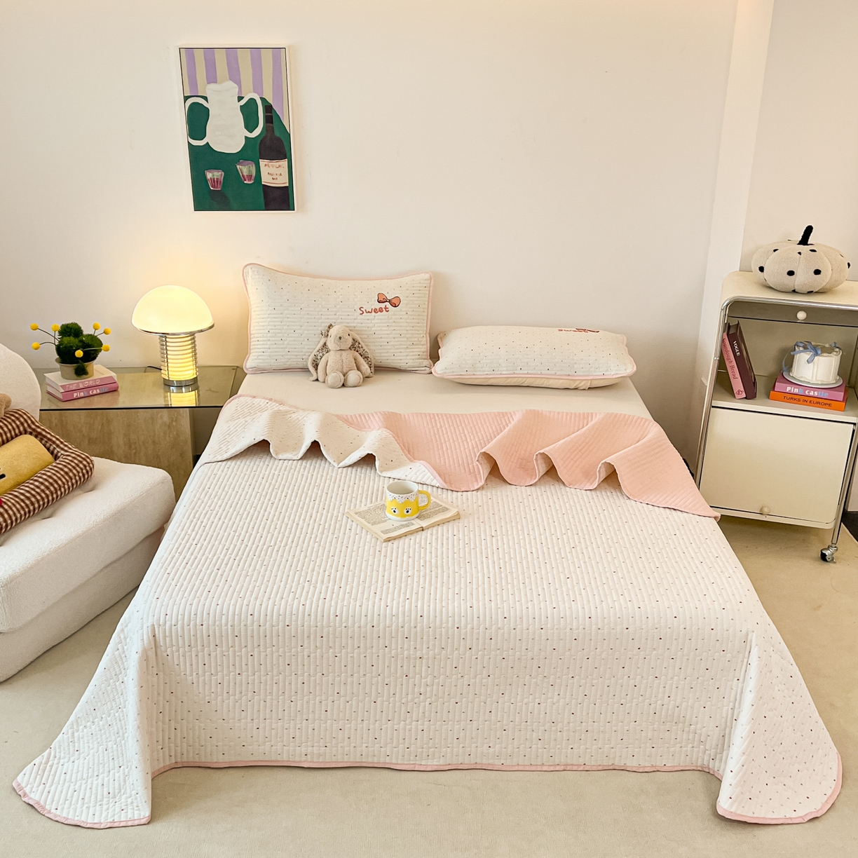 91家纺网 家纺一手货源 找家纺 老帅的工厂店 2026新款云感双层纱毛巾绣夏被夏凉被空调被 蘑菇屋