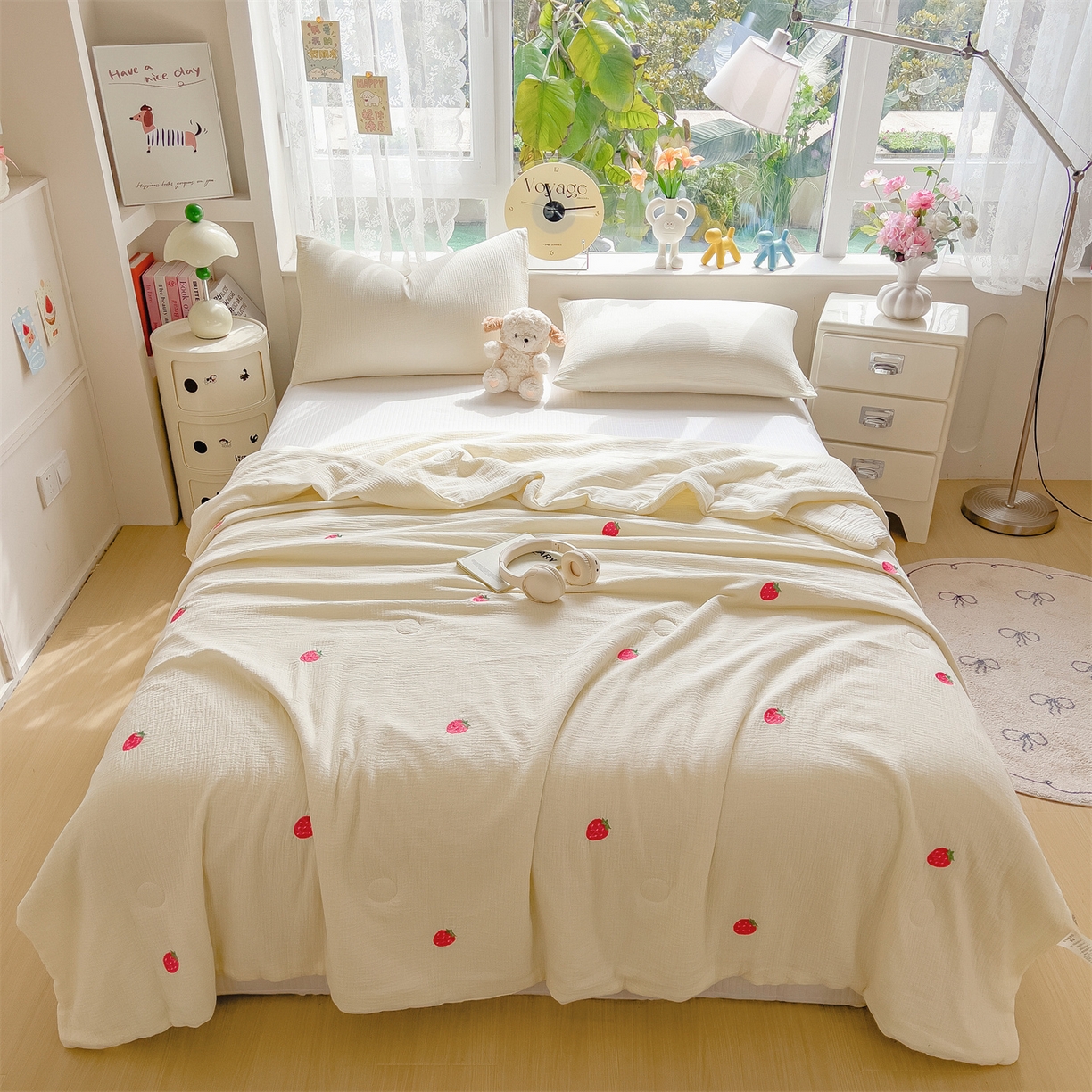 91家纺网 家纺一手货源 找家纺 （总）布凡家居 2026春夏新款全棉刺绣皱皱纱夏被夏凉被空调被