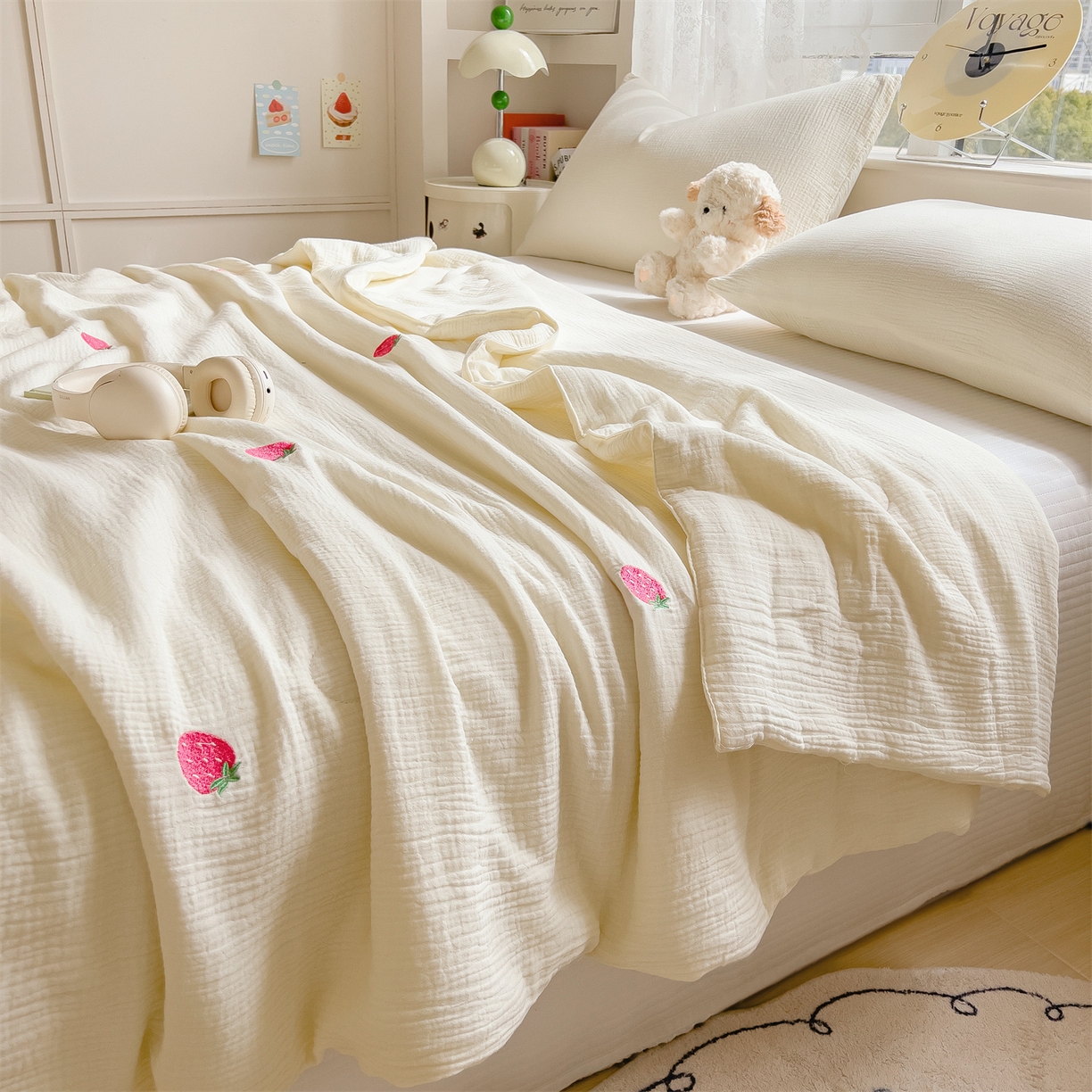 91家纺网 家纺一手货源 找家纺 （总）布凡家居 2026春夏新款全棉刺绣皱皱纱夏被夏凉被空调被