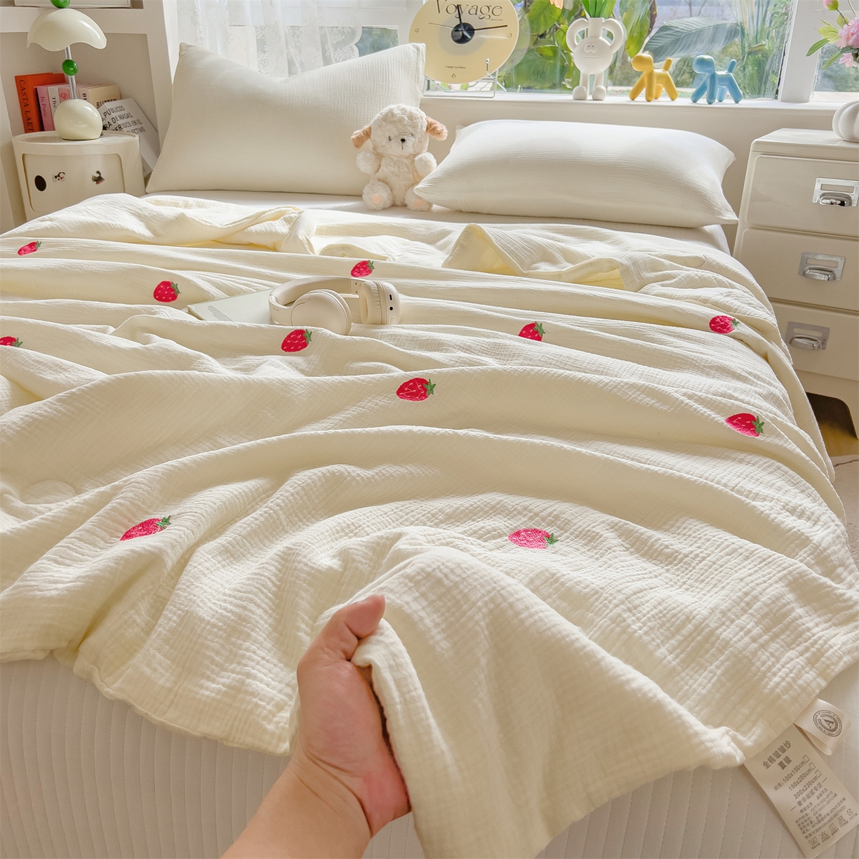 91家纺网 家纺一手货源 找家纺 （总）布凡家居 2026春夏新款全棉刺绣皱皱纱夏被夏凉被空调被