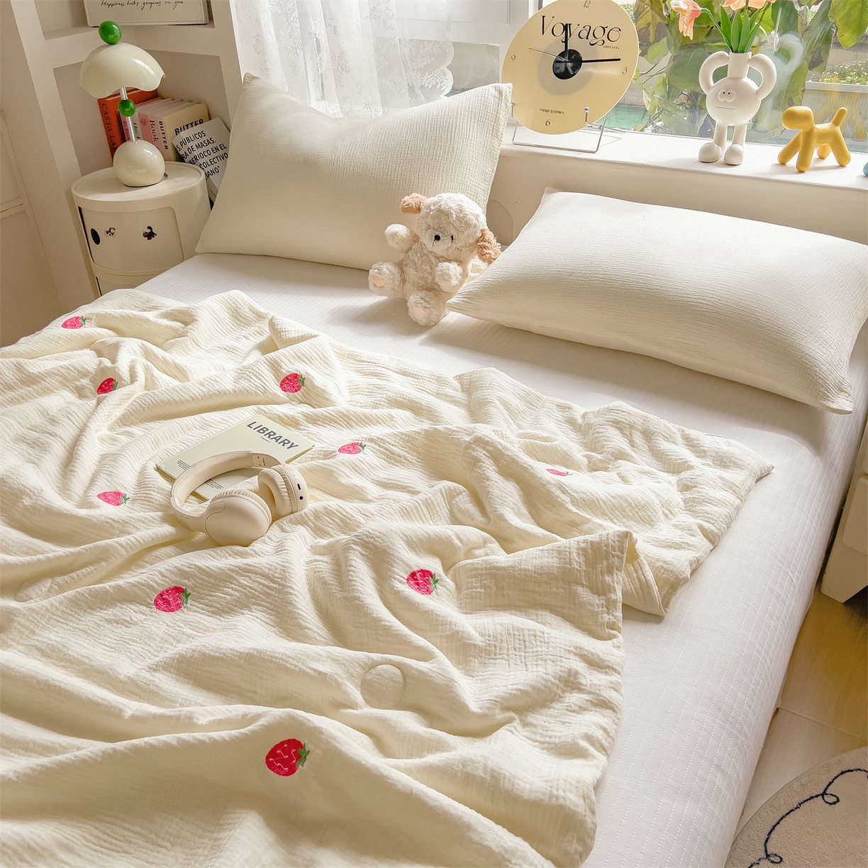 91家纺网 家纺一手货源 找家纺 （总）布凡家居 2026春夏新款全棉刺绣皱皱纱夏被夏凉被空调被