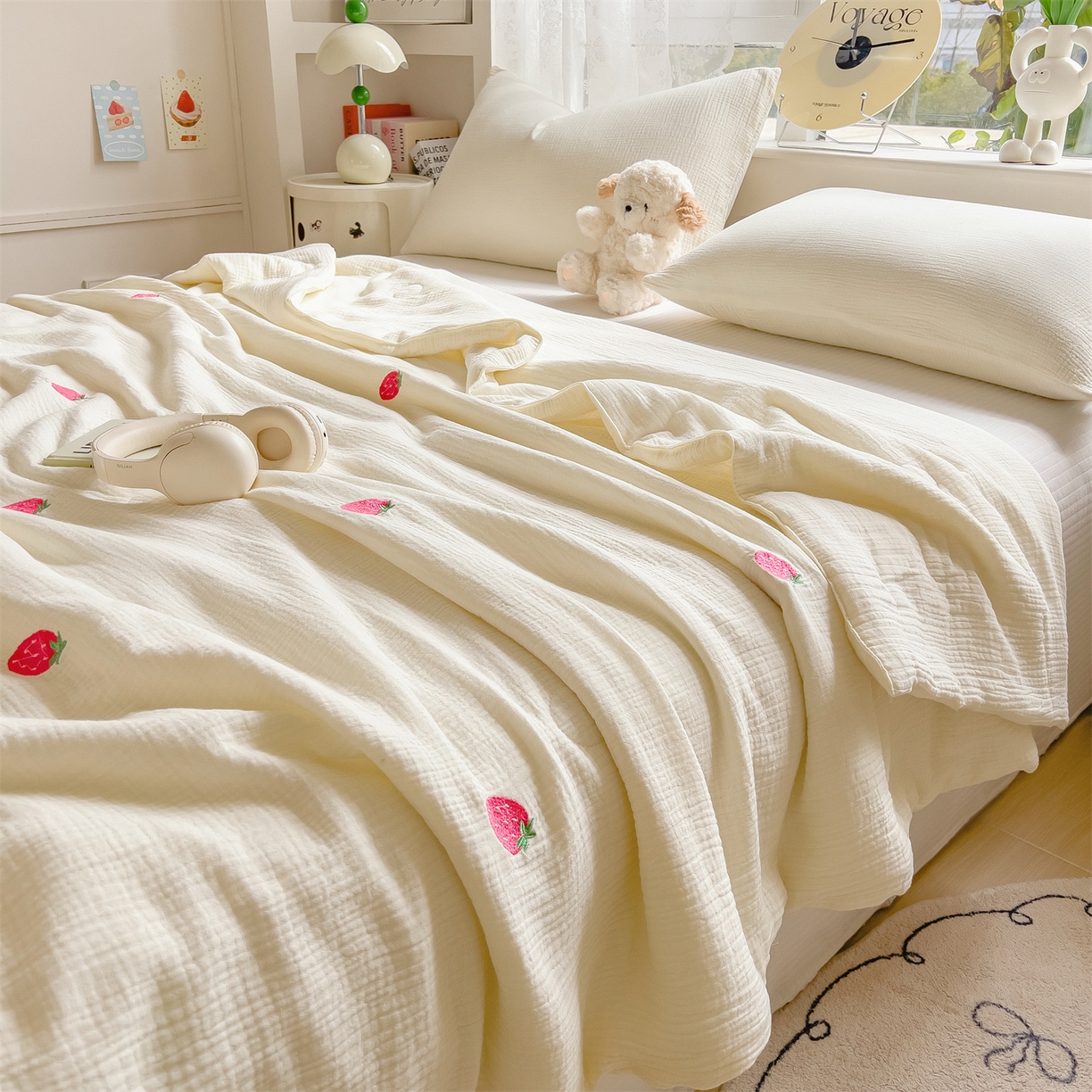 91家纺网 家纺一手货源 找家纺 （总）布凡家居 2026春夏新款全棉刺绣皱皱纱夏被夏凉被空调被