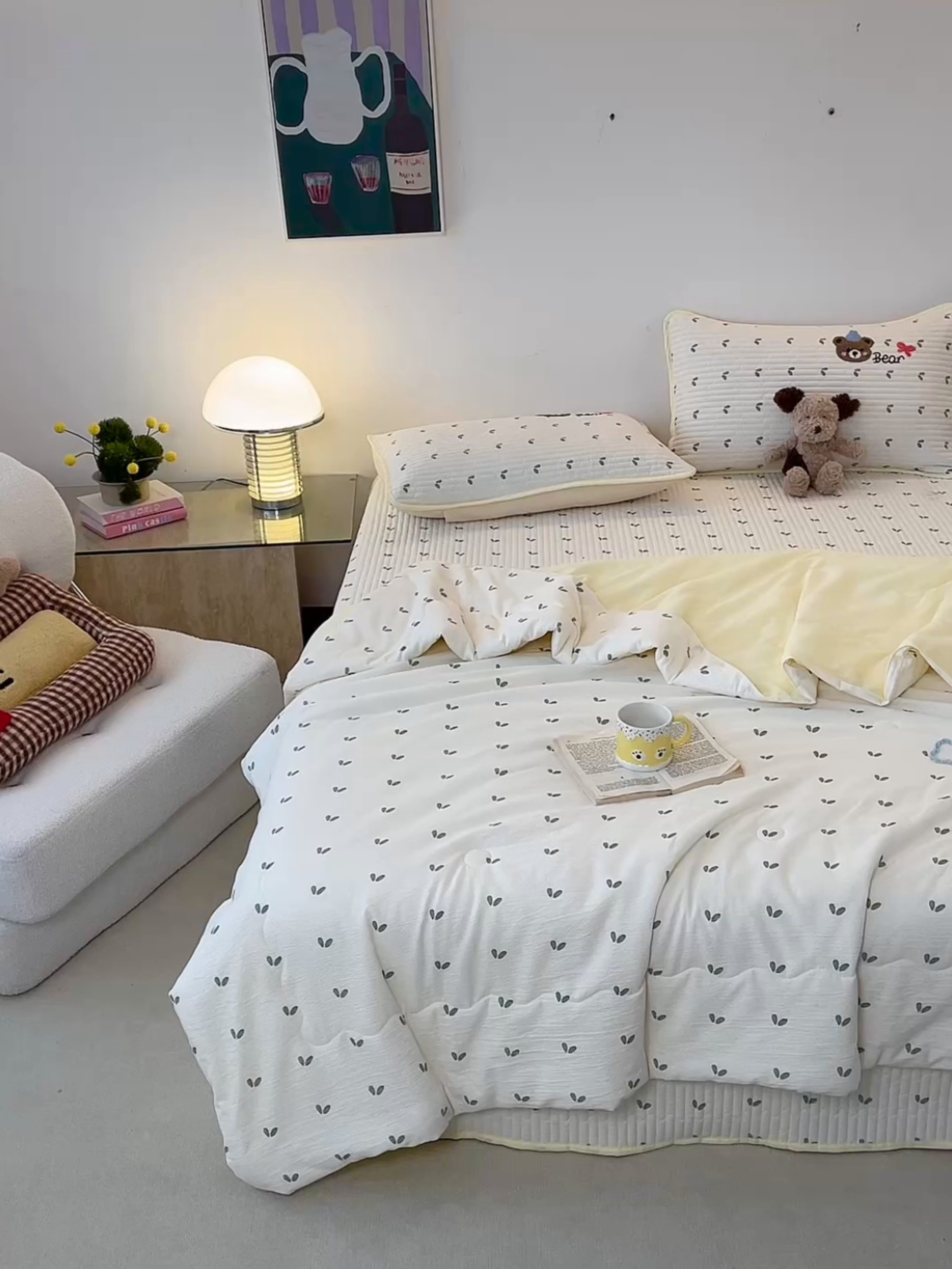 91家纺网 家纺一手货源 找家纺 老帅的工厂店 2026新款云感双层纱毛巾绣夏被夏凉被空调被 小熊彩虹派对