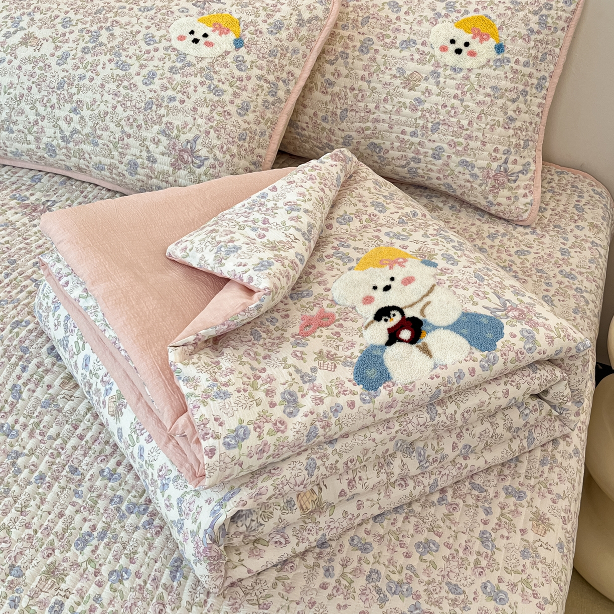 老帅的工厂店 2026新款云感双层纱毛巾绣夏被夏凉被空调被 小熊酱