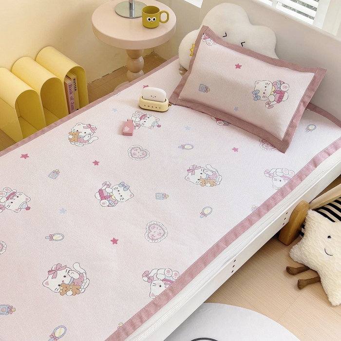 91家纺网 家纺一手货源 找家纺 鱼宝 2026新款儿童凉感冰藤枕套冰丝枕头枕芯 乐乐猫