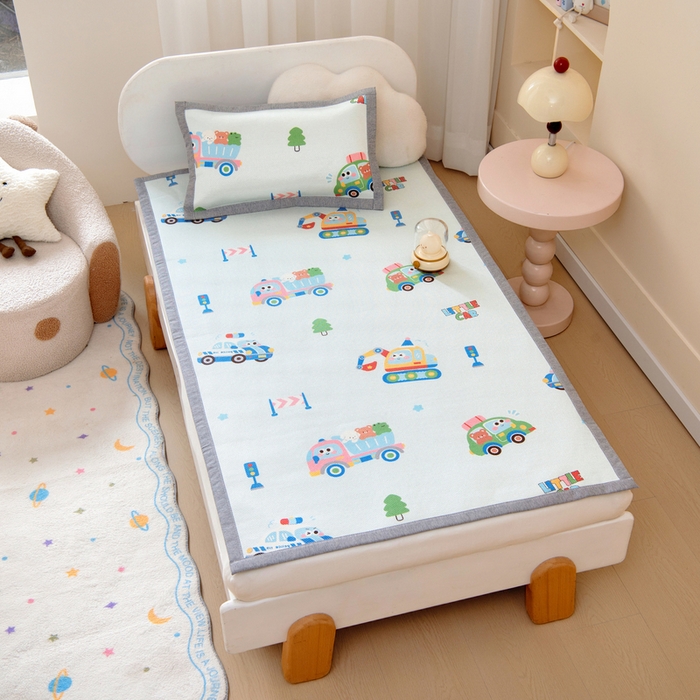 91家纺网 家纺一手货源 找家纺 鱼宝 2026新款儿童凉感冰藤枕套冰丝枕头枕芯 超级警车