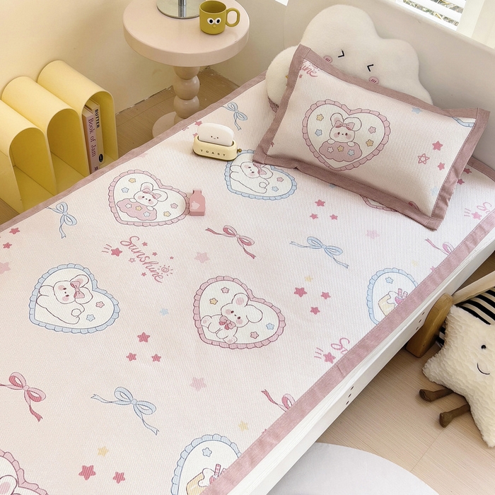 91家纺网 家纺一手货源 找家纺 鱼宝 2026新款儿童凉感冰藤枕套冰丝枕头枕芯 蝴蝶结小兔