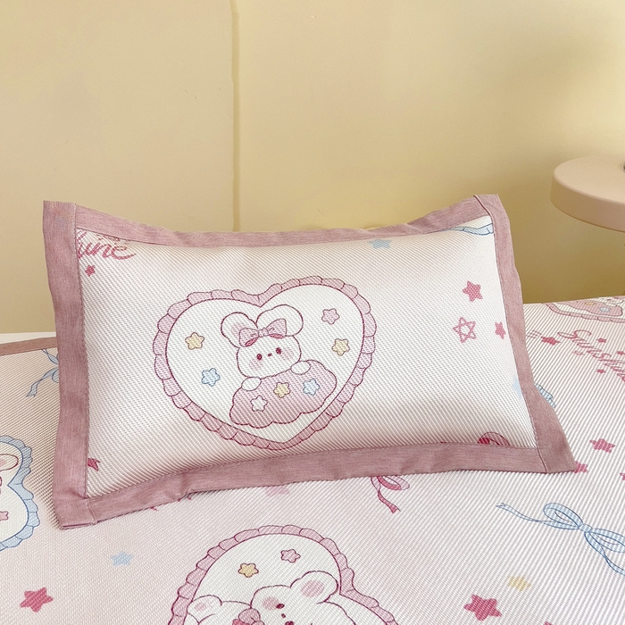 鱼宝 2026新款儿童凉感冰藤枕套冰丝枕头枕芯 蝴蝶结小兔