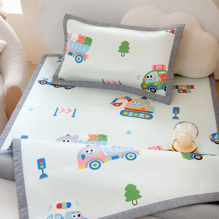 91家纺网 家纺一手货源 找家纺 鱼宝 2026新款儿童凉感冰藤枕套冰丝枕头枕芯 超级警车