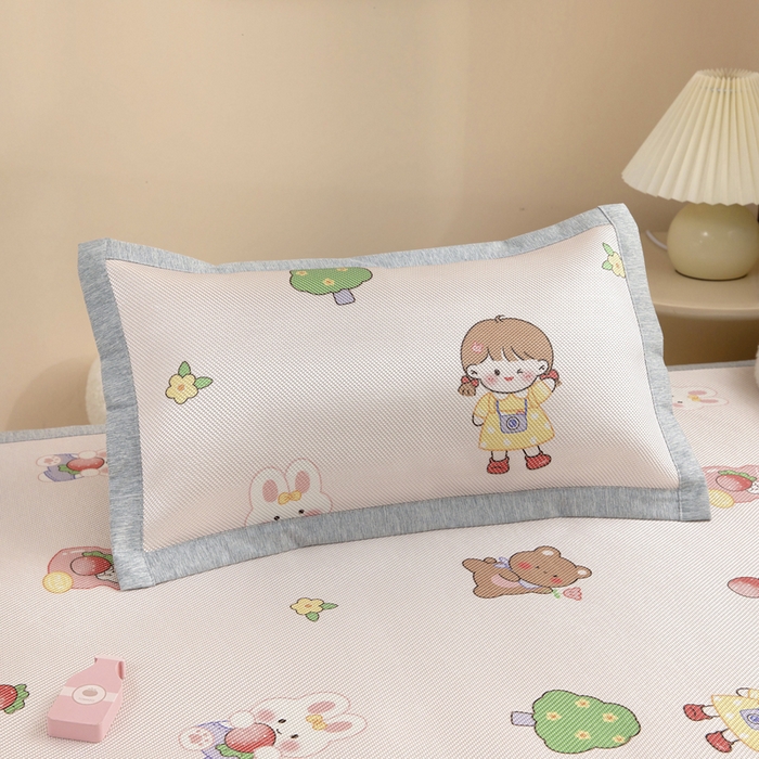 鱼宝 2026新款儿童凉感冰藤枕套冰丝枕头枕芯 小兔姑娘