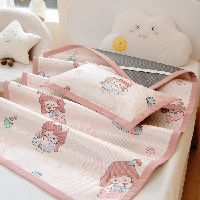 91家纺网 家纺一手货源 找家纺 鱼宝 2026新款儿童凉感冰藤枕套冰丝枕头枕芯 美人鱼