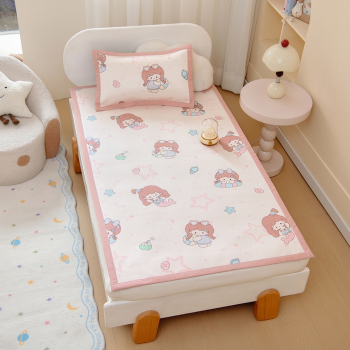 91家纺网 家纺一手货源 找家纺 鱼宝 2026新款儿童凉感冰藤枕套冰丝枕头枕芯 美人鱼