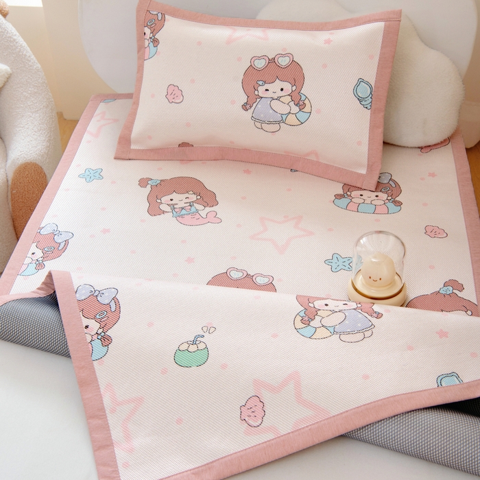 91家纺网 家纺一手货源 找家纺 鱼宝 2026新款儿童凉感冰藤枕套冰丝枕头枕芯 美人鱼