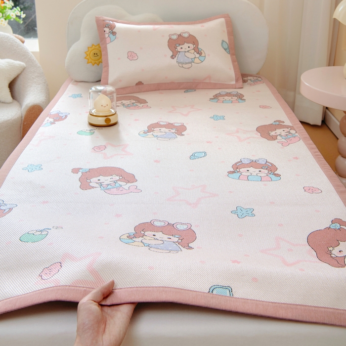 91家纺网 家纺一手货源 找家纺 鱼宝 2026新款儿童凉感冰藤枕套冰丝枕头枕芯 美人鱼