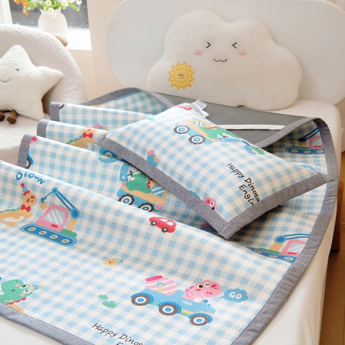 91家纺网 家纺一手货源 找家纺 鱼宝 2026新款儿童凉感冰藤枕套冰丝枕头枕芯 恐龙车队