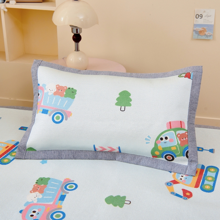 鱼宝 2026新款儿童凉感冰藤枕套冰丝枕头枕芯 超级警车