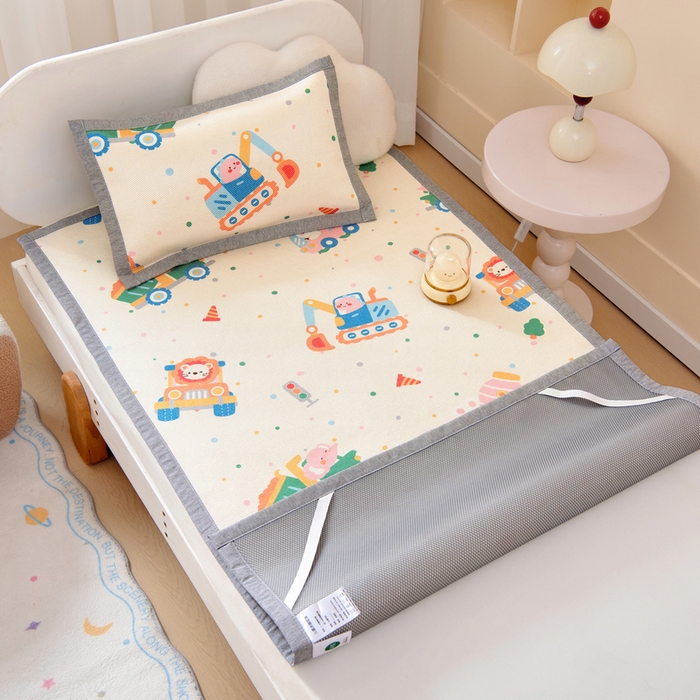 91家纺网 家纺一手货源 找家纺 鱼宝 2026新款儿童凉感冰藤枕套冰丝枕头枕芯 萌趣小车