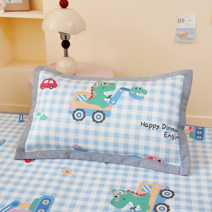 鱼宝 2026新款儿童凉感冰藤枕套冰丝枕头枕芯 恐龙车队