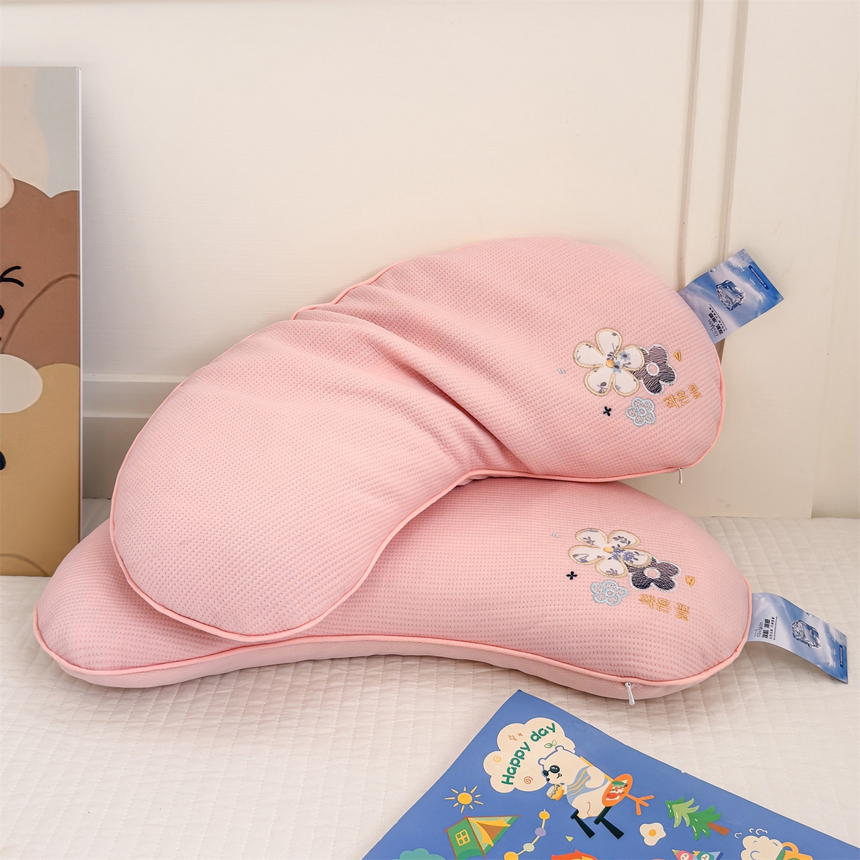 91家纺网 家纺一手货源 找家纺 麦肯锡 2026新款柔纹花眠月牙荞麦枕枕头枕芯 柔纹花眠月牙荞麦枕-粉色