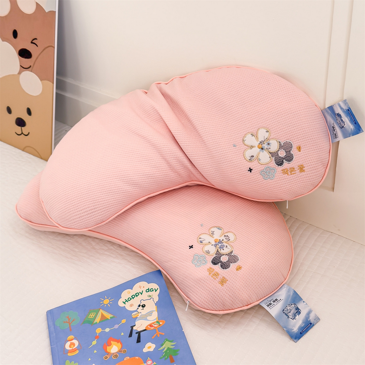 91家纺网 家纺一手货源 找家纺 麦肯锡 2026新款柔纹花眠月牙荞麦枕枕头枕芯 柔纹花眠月牙荞麦枕-粉色