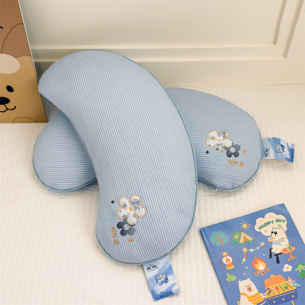 91家纺网 家纺一手货源 找家纺 麦肯锡 2026新款柔纹花眠月牙荞麦枕枕头枕芯 柔纹花眠月牙荞麦枕-蓝色