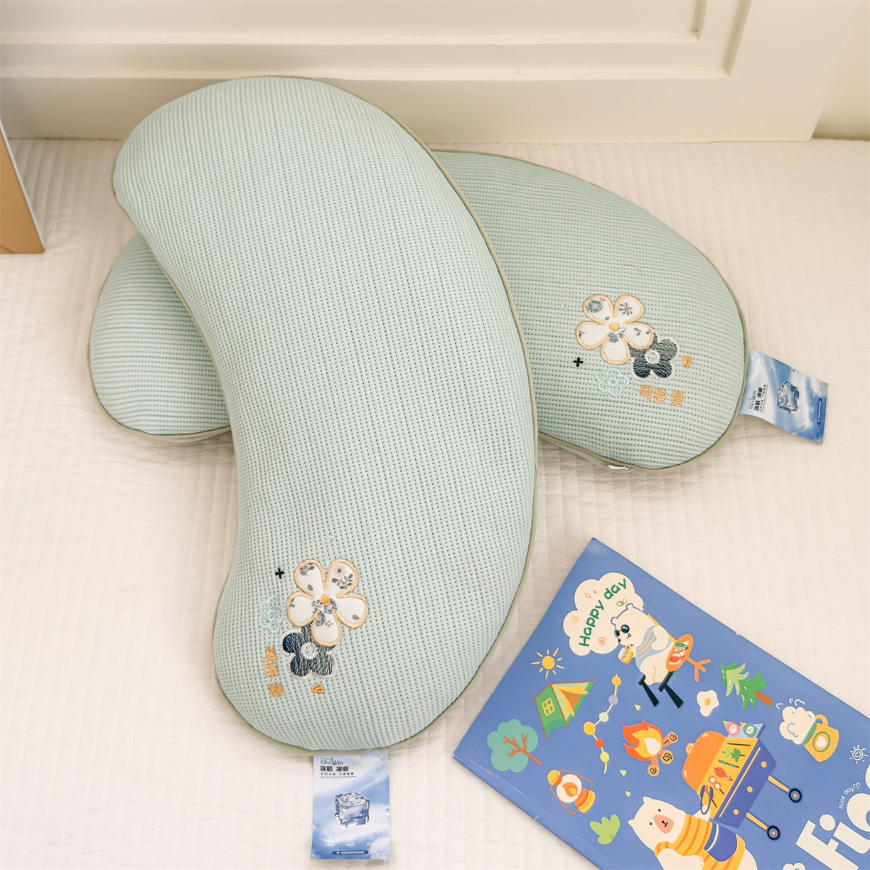 91家纺网 家纺一手货源 找家纺 麦肯锡 2026新款柔纹花眠月牙荞麦枕枕头枕芯 柔纹花眠月牙荞麦枕-绿色