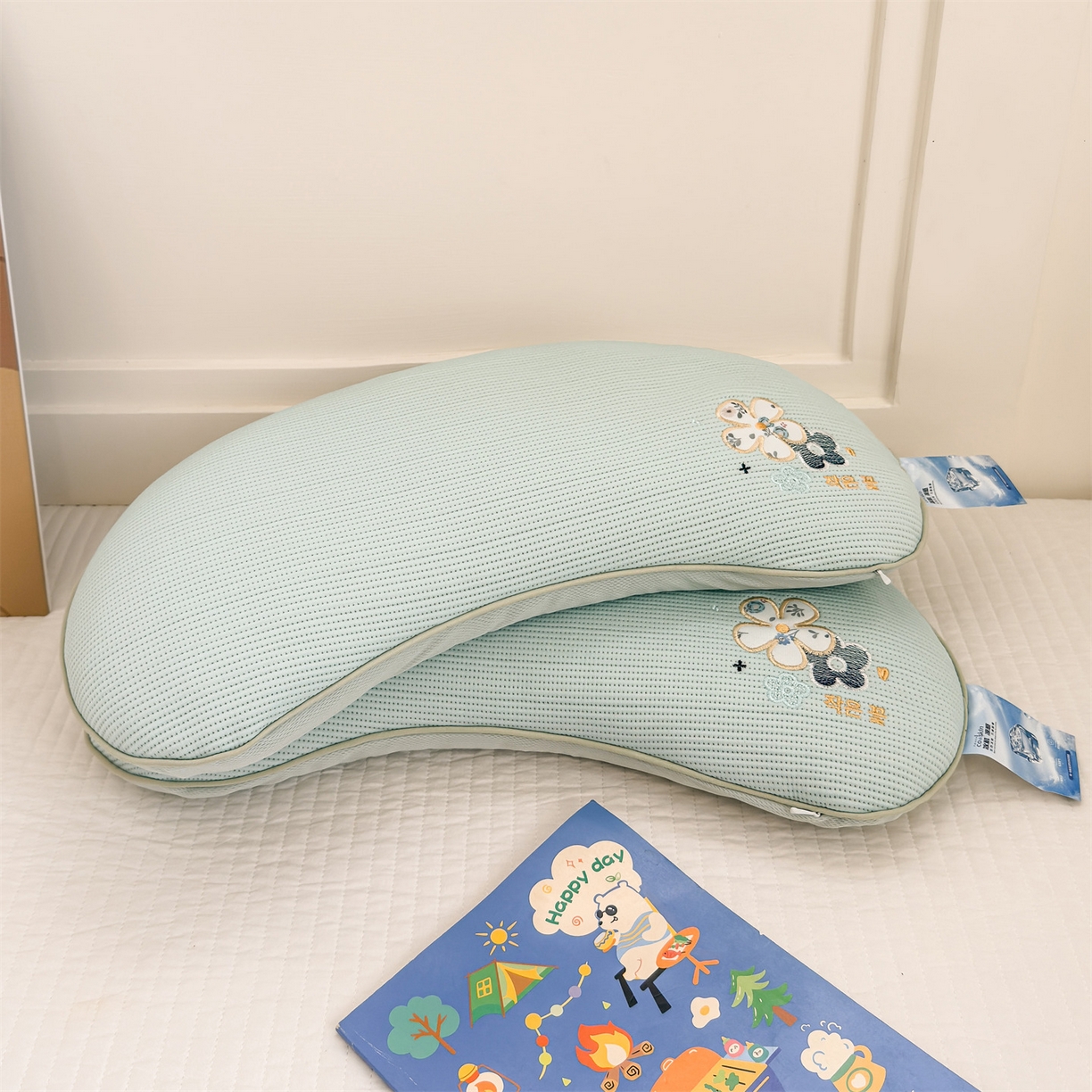 91家纺网 家纺一手货源 找家纺 麦肯锡 2026新款柔纹花眠月牙荞麦枕枕头枕芯 柔纹花眠月牙荞麦枕-绿色