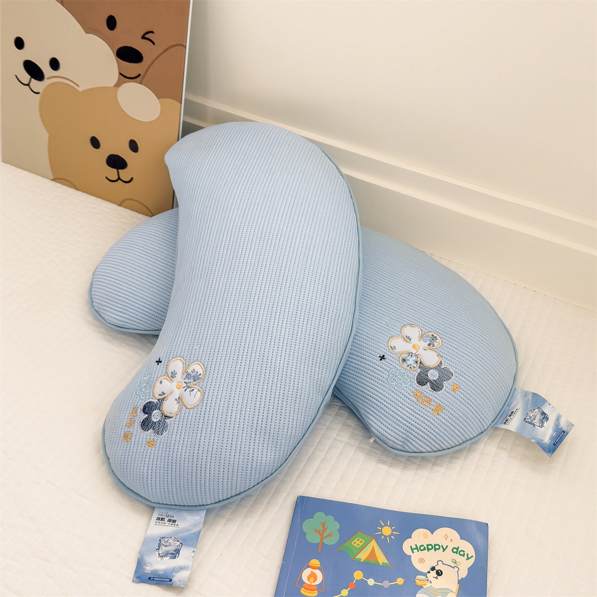 91家纺网 家纺一手货源 找家纺 麦肯锡 2026新款柔纹花眠月牙荞麦枕枕头枕芯 柔纹花眠月牙荞麦枕-蓝色