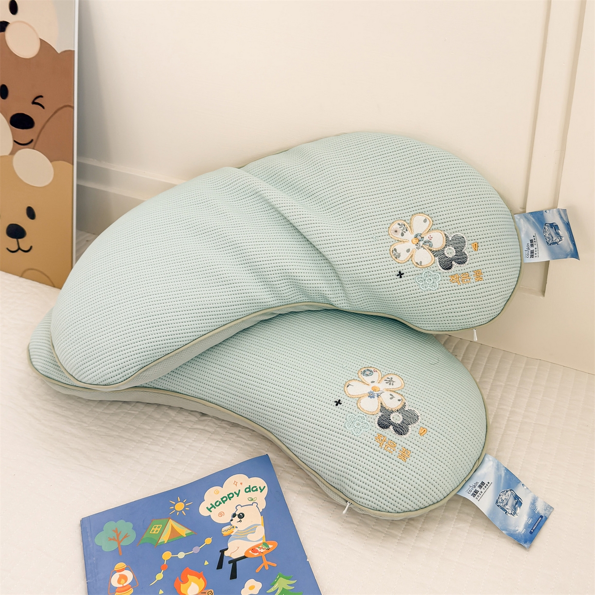 91家纺网 家纺一手货源 找家纺 麦肯锡 2026新款柔纹花眠月牙荞麦枕枕头枕芯 柔纹花眠月牙荞麦枕-绿色