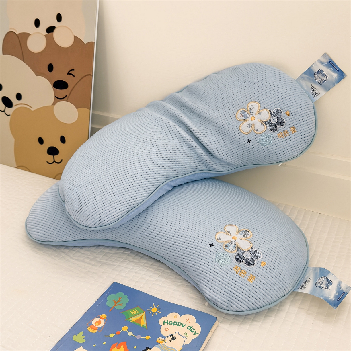 91家纺网 家纺一手货源 找家纺 麦肯锡 2026新款柔纹花眠月牙荞麦枕枕头枕芯 柔纹花眠月牙荞麦枕-蓝色