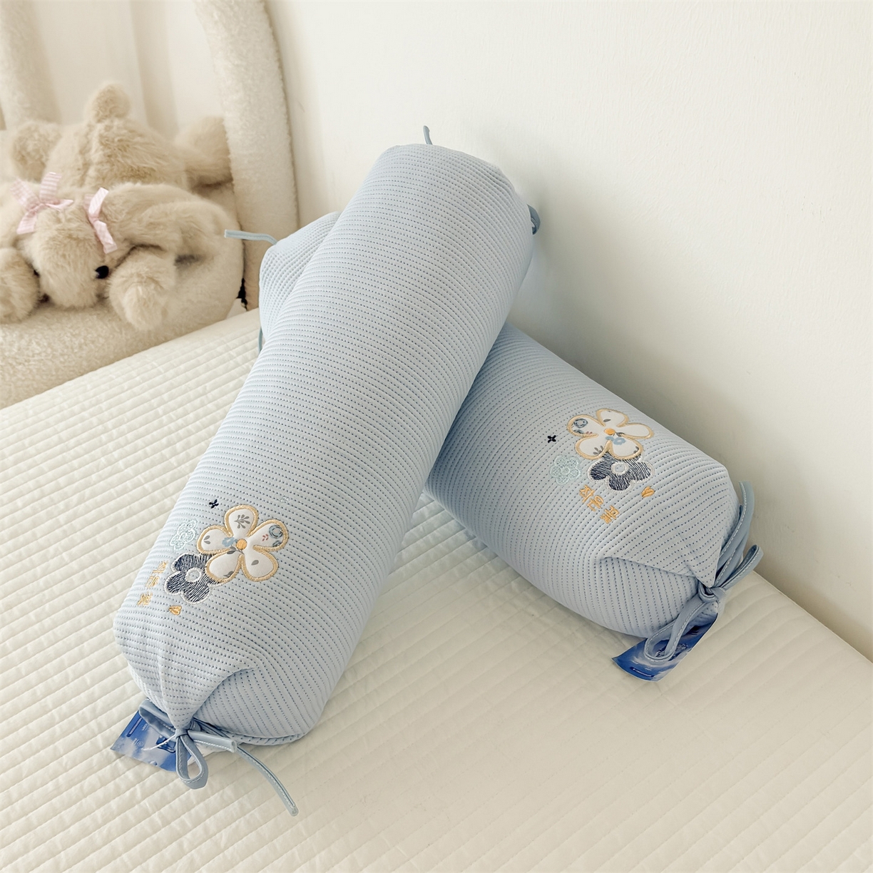 91家纺网 家纺一手货源 找家纺 麦肯锡 2026新款柔纹花眠糖果荞麦枕枕头枕芯 柔纹花眠糖果荞麦枕-蓝色