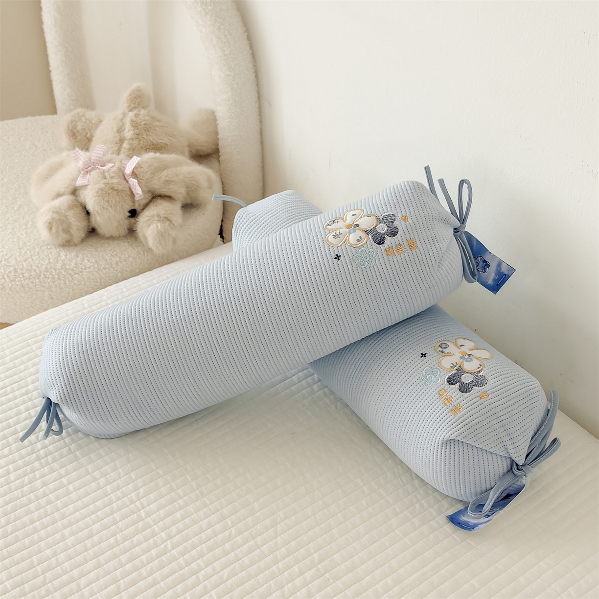 91家纺网 家纺一手货源 找家纺 麦肯锡 2026新款柔纹花眠糖果荞麦枕枕头枕芯 柔纹花眠糖果荞麦枕-蓝色
