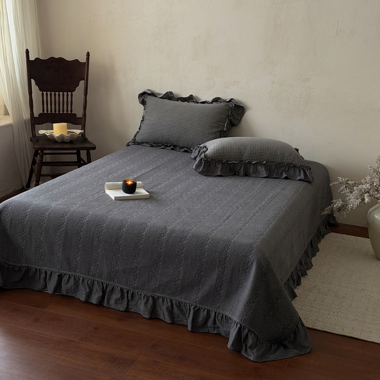 91家纺网 家纺一手货源 找家纺 米菲 2026新款全棉色织提花夏被夏凉被空调被 玲珑格