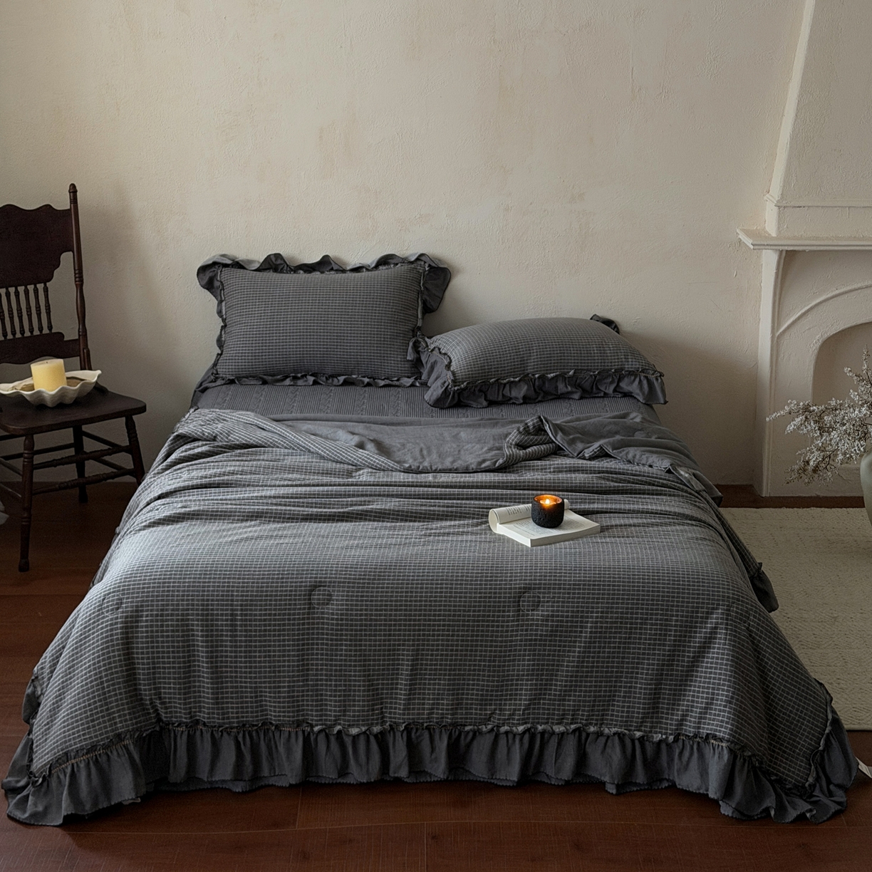 91家纺网 家纺一手货源 找家纺 米菲 2026新款全棉色织提花夏被夏凉被空调被 玲珑格