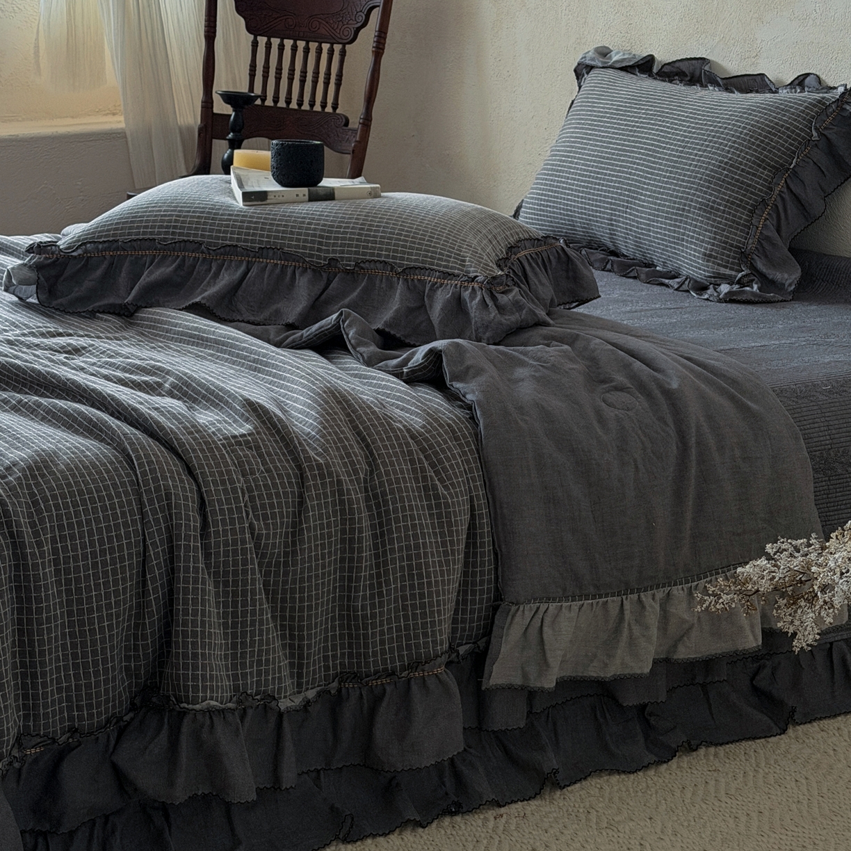 91家纺网 家纺一手货源 找家纺 米菲 2026新款全棉色织提花夏被夏凉被空调被 玲珑格