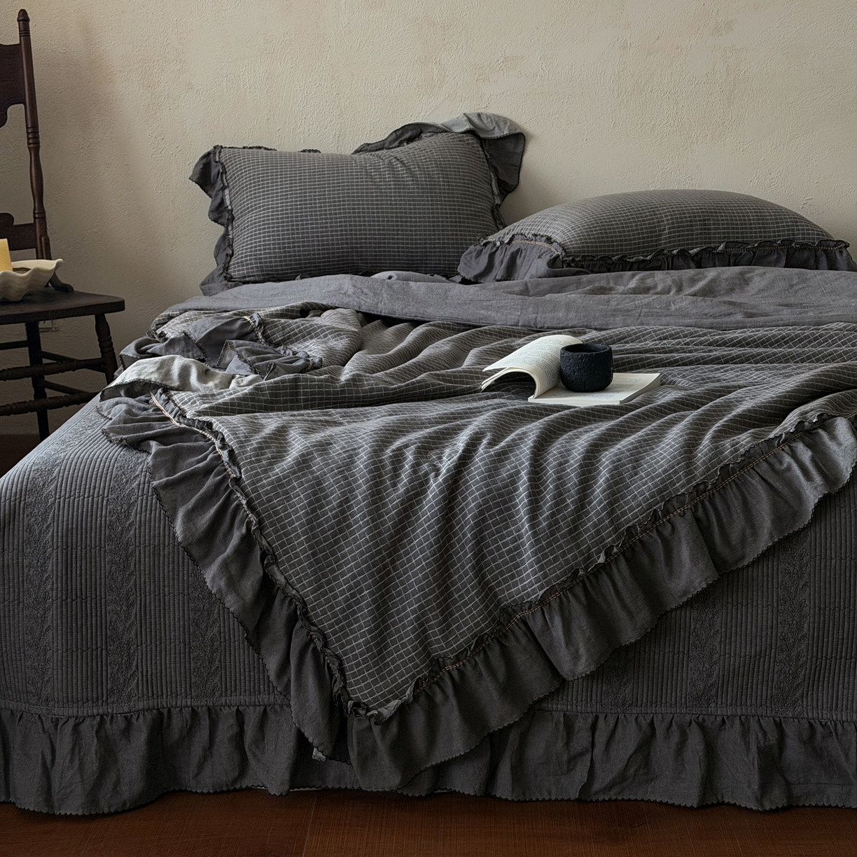 91家纺网 家纺一手货源 找家纺 米菲 2026新款全棉色织提花夏被夏凉被空调被 玲珑格