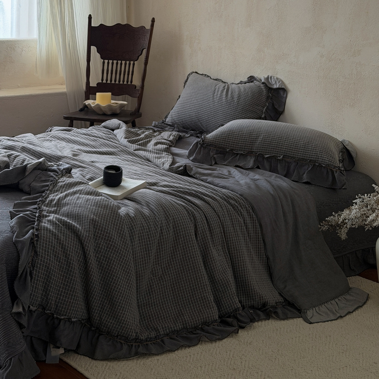 91家纺网 家纺一手货源 找家纺 米菲 2026新款全棉色织提花夏被夏凉被空调被 玲珑格