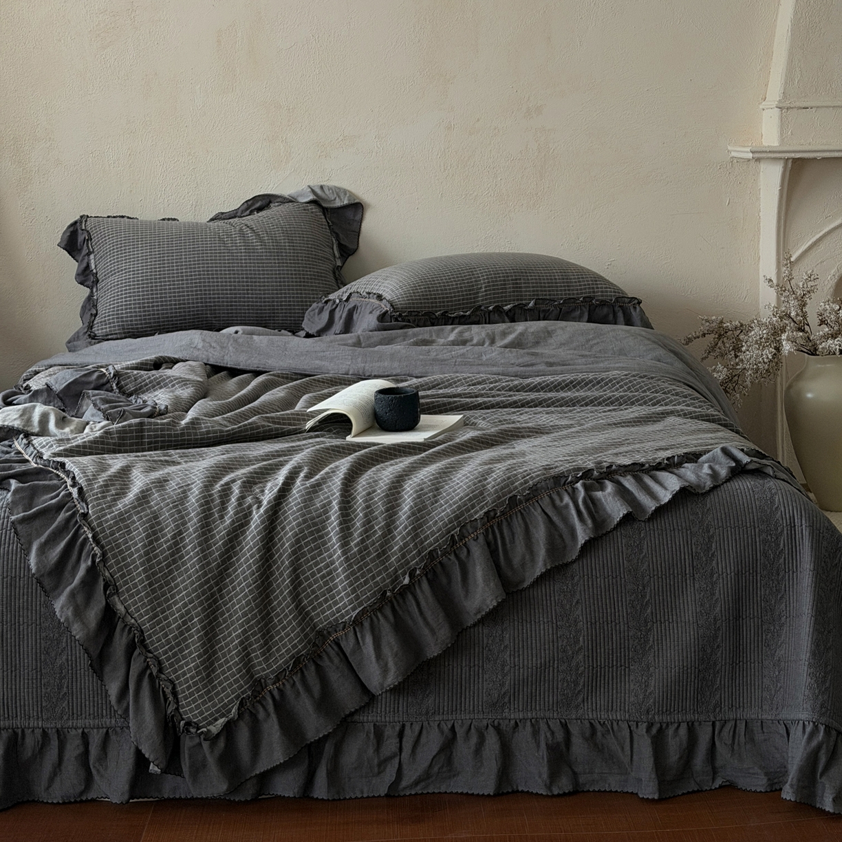 91家纺网 家纺一手货源 找家纺 米菲 2026新款全棉色织提花夏被夏凉被空调被 玲珑格