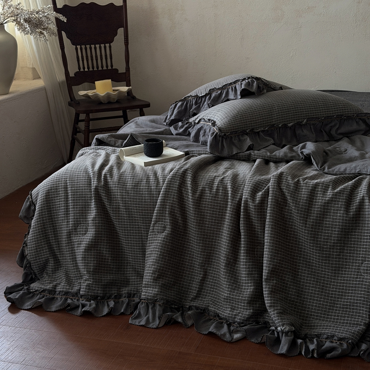 91家纺网 家纺一手货源 找家纺 米菲 2026新款全棉色织提花夏被夏凉被空调被 玲珑格