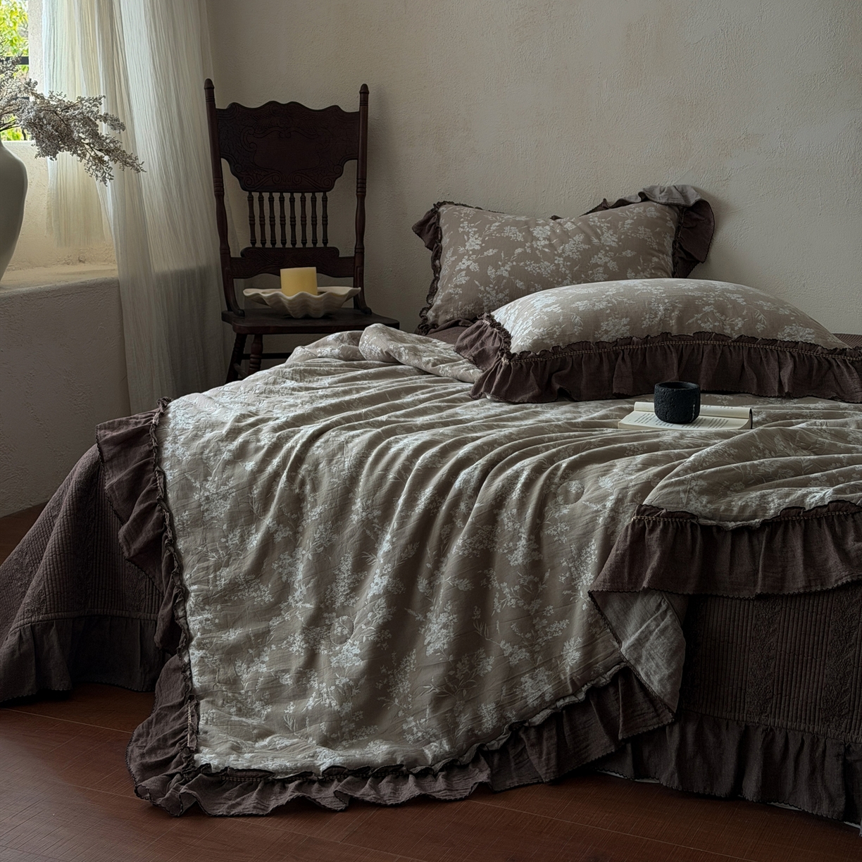 91家纺网 家纺一手货源 找家纺 米菲 2026新款全棉色织提花夏被夏凉被空调被 夕叶