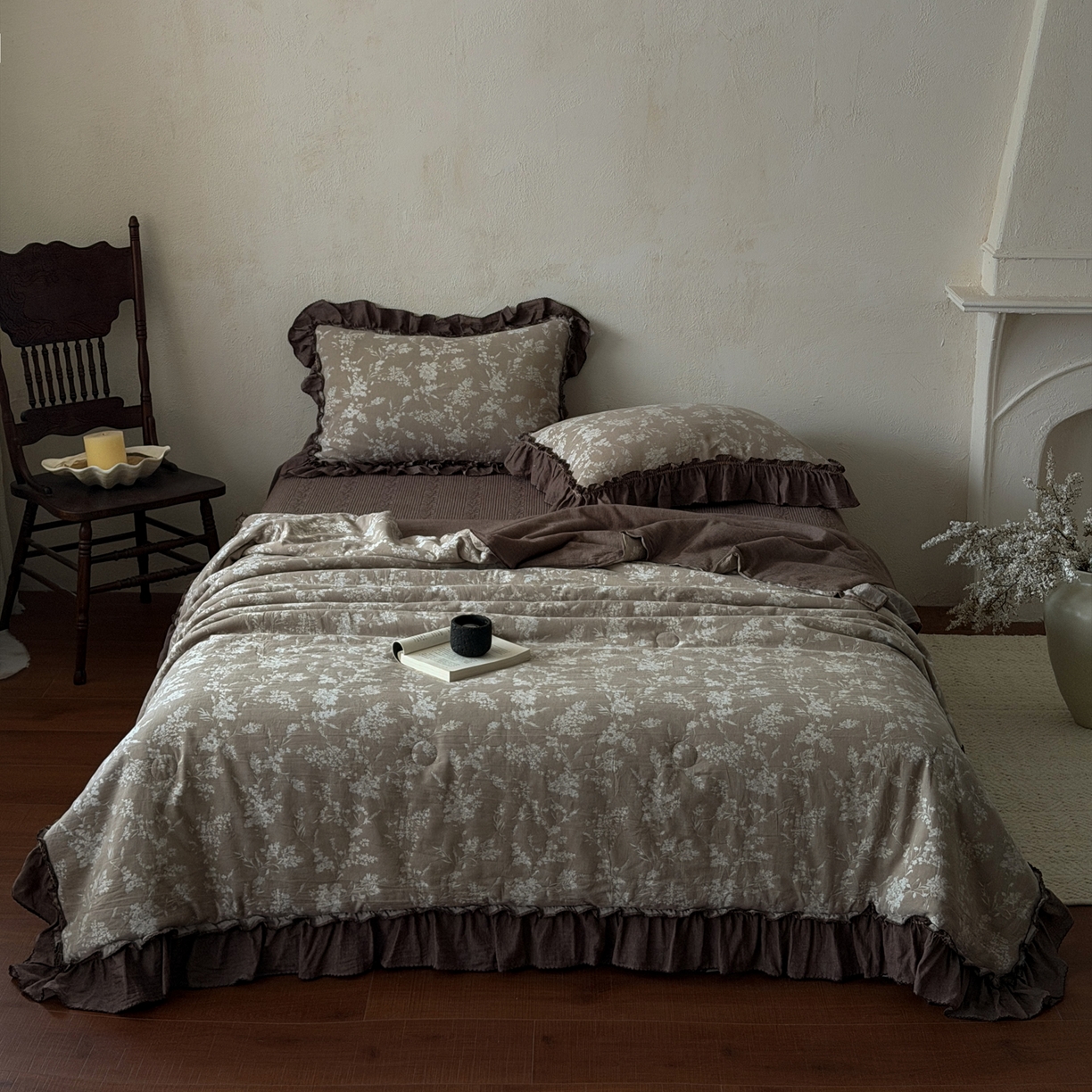 91家纺网 家纺一手货源 找家纺 米菲 2026新款全棉色织提花夏被夏凉被空调被 夕叶