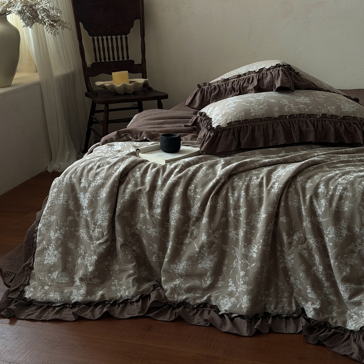 91家纺网 家纺一手货源 找家纺 米菲 2026新款全棉色织提花夏被夏凉被空调被 夕叶