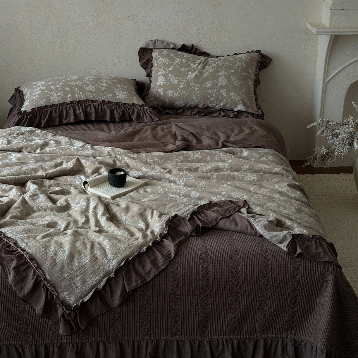 91家纺网 家纺一手货源 找家纺 米菲 2026新款全棉色织提花夏被夏凉被空调被 夕叶