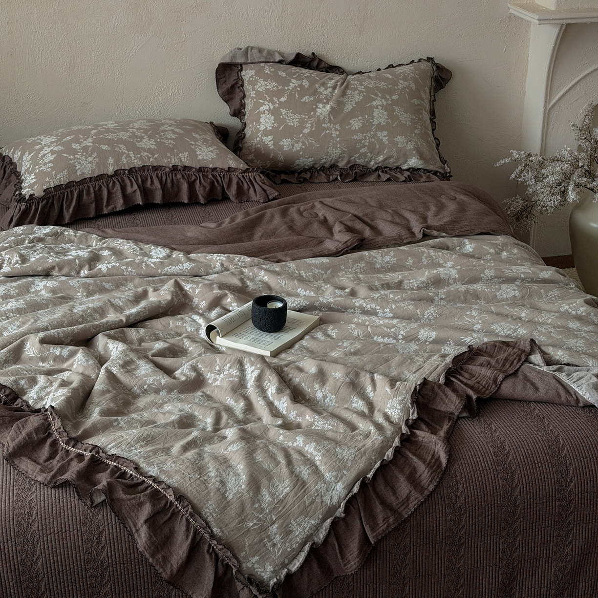 91家纺网 家纺一手货源 找家纺 米菲 2026新款全棉色织提花夏被夏凉被空调被 夕叶