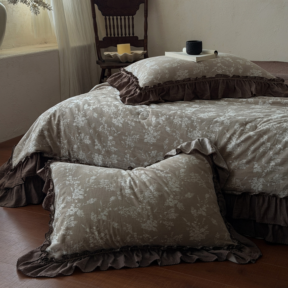 91家纺网 家纺一手货源 找家纺 米菲 2026新款全棉色织提花夏被夏凉被空调被 夕叶