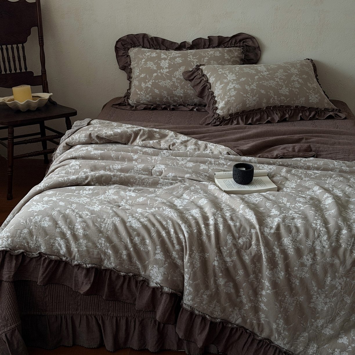 91家纺网 家纺一手货源 找家纺 米菲 2026新款全棉色织提花夏被夏凉被空调被 夕叶