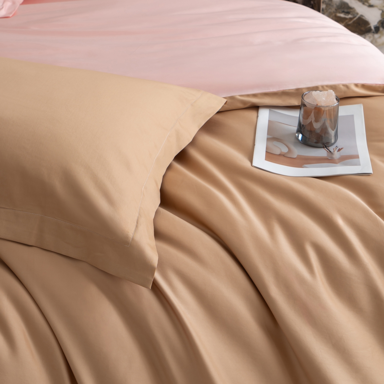 91家纺网 家纺一手货源 找家纺 凌云家纺 2026新款100S长绒棉枕套 香槟金