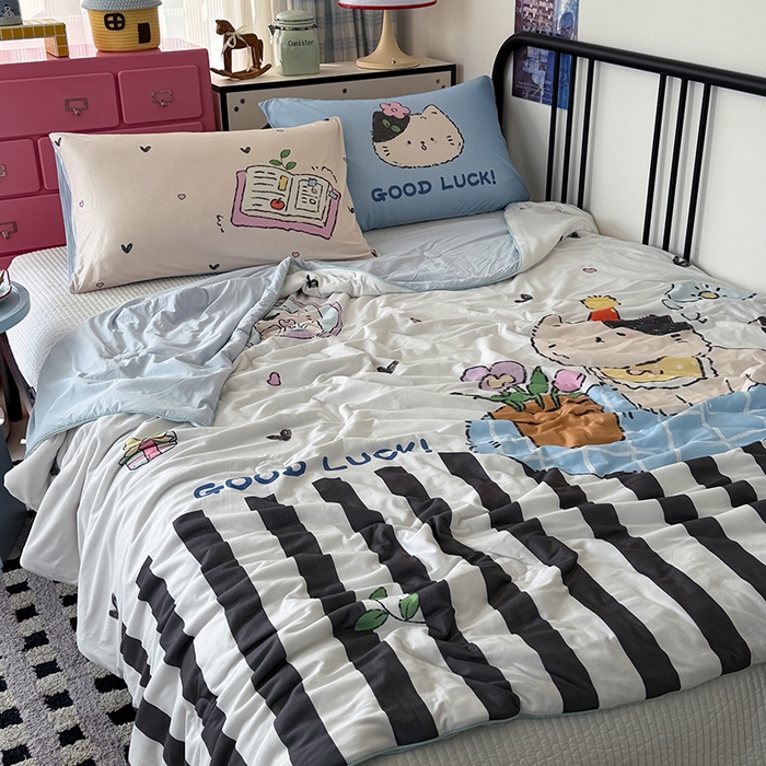 91家纺网 家纺一手货源 找家纺 （总）HL原创 2026新款大版印花针织棉小冰皮双感被夏被夏凉被空调被