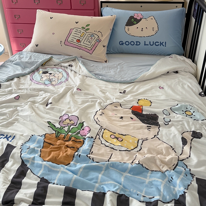 91家纺网 家纺一手货源 找家纺 （总）HL原创 2026新款大版印花针织棉小冰皮双感被夏被夏凉被空调被