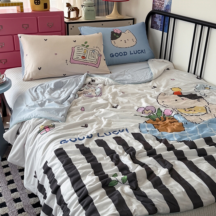 91家纺网 家纺一手货源 找家纺 （总）HL原创 2026新款大版印花针织棉小冰皮双感被夏被夏凉被空调被